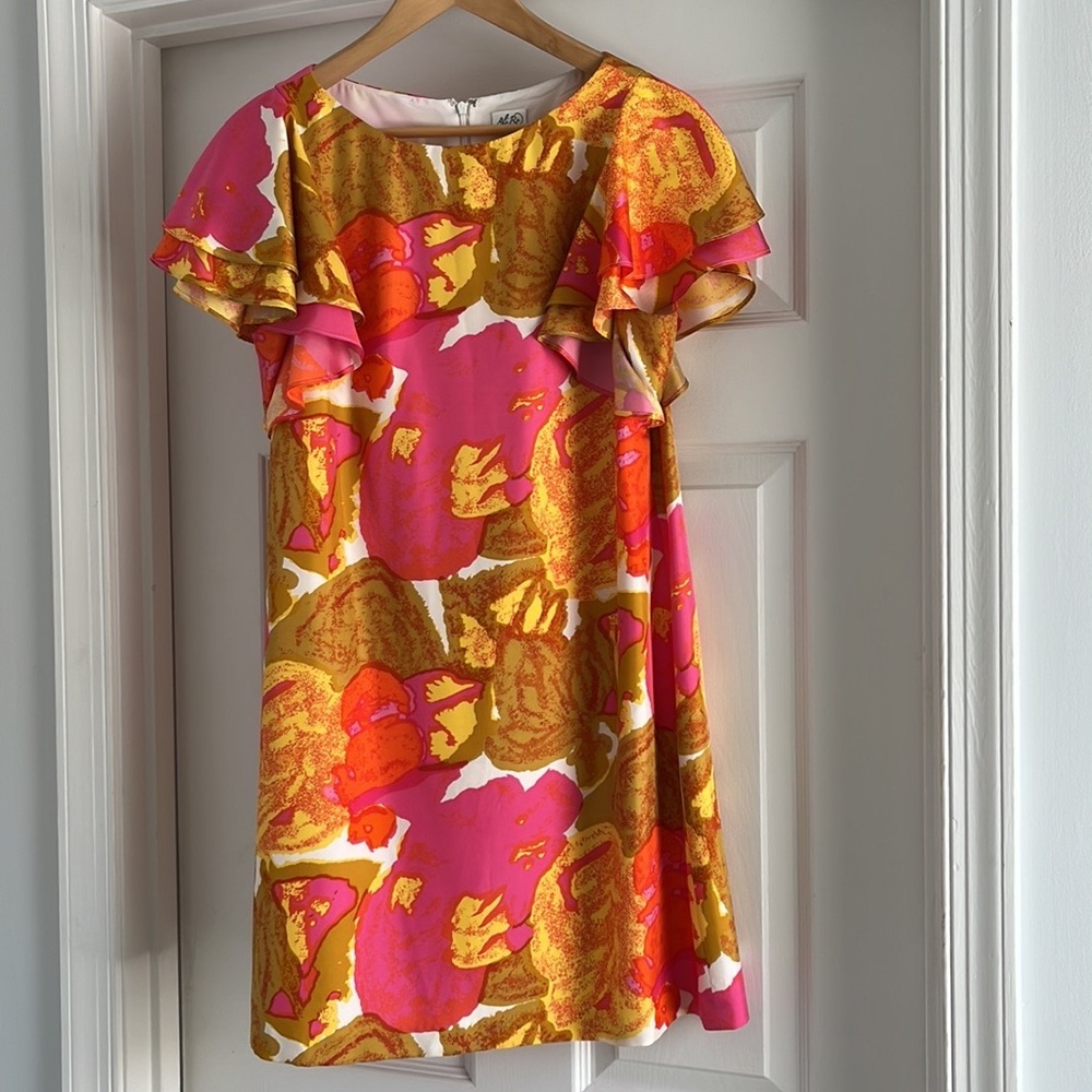 Perfect for a wedding: Ali Ro 100% Silk Colorful & Bright Tunic Dress